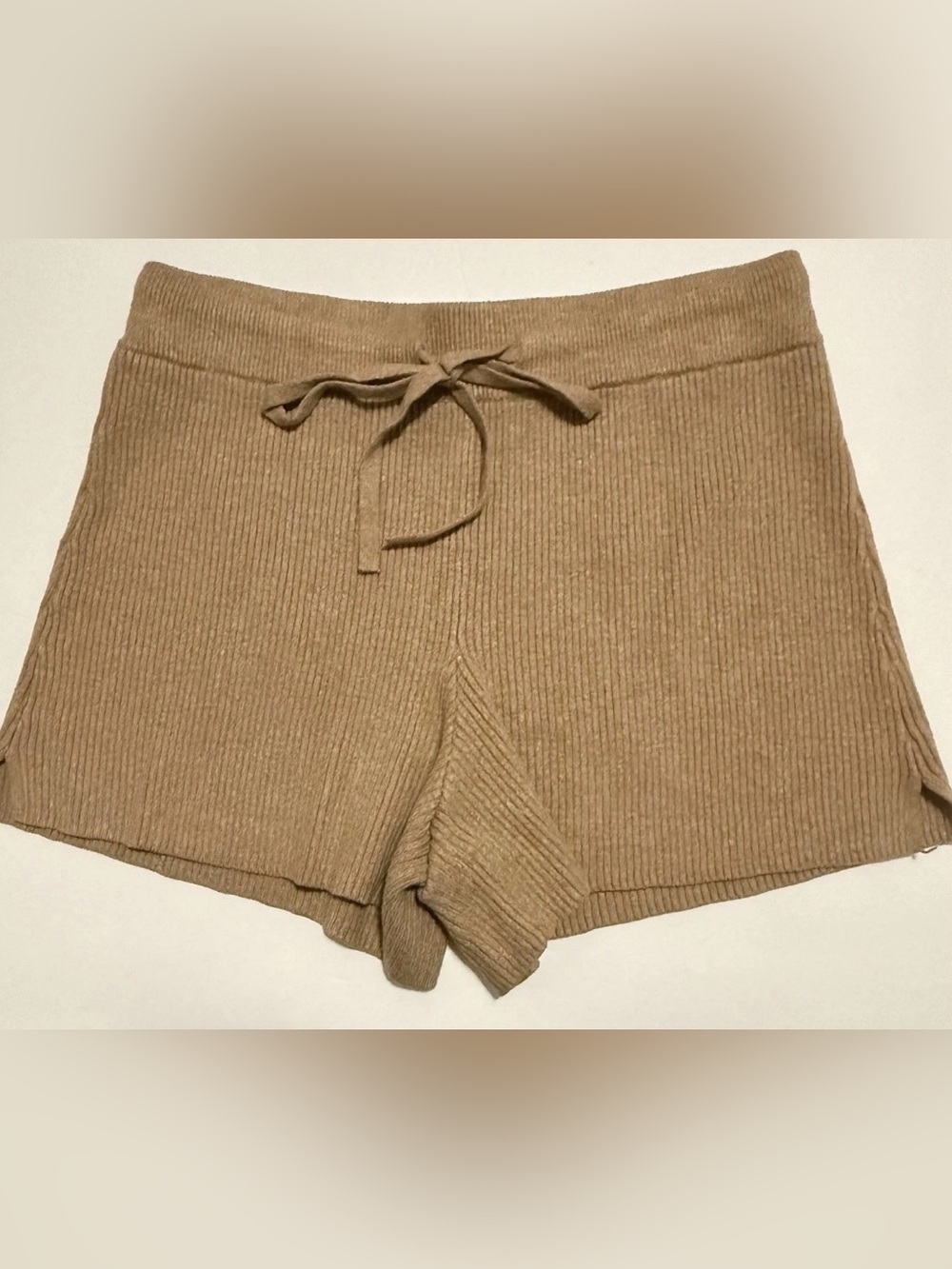 Abercrombie & Fitch Ribbed Drawstring Shorts - Tan